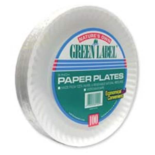 Ajm Packaging Paper Plates- Green Label- 6in. Plate- 1000-CT- White AJ463229 - main